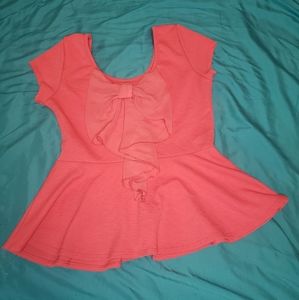 Hot pink Charlotte Russ peplum top with bow at the back